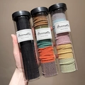 Three sets of durable high-elasticity braided hair ties in black and assorted colors - Black + Macaron + Forest (300 Pcs/Can)