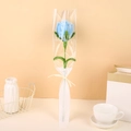 Handmade sky blue tulip crochet flower in transparent Love gift packaging - Trapezoid Bag-Finished-Blue