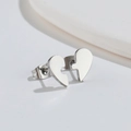 Boucles d'oreilles cœur puzzle en acier inoxydable au fini métallique élégant - Cœur Puzzle (Argent)