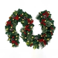 Guirlande de Noël 2,7m avec LED, nœuds à carreaux, pommes de pin et baies rouges - Guirlande T1807I Nœud Rouge Pomme de Pin 2.7m (Sans Lumière)