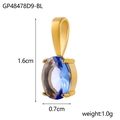 Gold stainless steel teardrop pendant with blue faceted zircon birthstone charm - GP48478D9-BL / Dark Blue