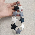 Black white and gray star shaped silicone pacifier clip and fashion keychain accessory - Silicone Star Black White Gray Series