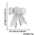 Fiocco natalizio con paillettes argento, decorazione glitterata di 16x16cm - Fiocco Argento 15cm a Tre Anelli
