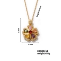 Detail view of flower pendant with colorful cubic zirconia and exact dimensions - Gold/Multicolor