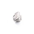 Polished silver stainless steel ribbon crimp ends with teeth for jewelry making - 6.5MM / Steel