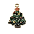 Ciondolo ad albero di Natale in lega smaltata con strati verdi e finiture dorate - Albero di Natale (14256) / 1 Pezzo (18x24mm) / Verde