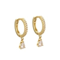Pendientes Colgante Circonia Gota de Agua (ERH201) / Plata 925 / Dorado