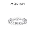 Minimalist S925 sterling silver ring featuring a continuous heart pattern design - US Size 5 / Silver