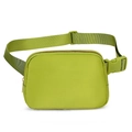 Adjustable grass green nylon crossbody belt bag with golden zipper and plastic buckle - Grass Green