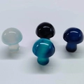 Polished natural stone and crystal mini mushroom figurines in diverse healing colors - Lake Blue Agate