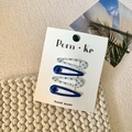 Set di quattro fermagli per capelli blu e floreali su carta fatta a mano per ragazze - Stile 9-Floreale Blu Bianco