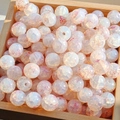 Round 10mm white translucent glass beads with pink and gold glitter in a wooden box - 10mm / Champagne Pink
