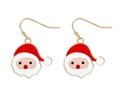 Festive Santa Claus dangle earrings with red hat and white beard in a golden hook finish - Cute Santa Claus (EHMT-032HJ-JS)