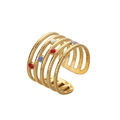 Golden multi-layer spiral ring with colorful round enamel dots in a modern open design - Colorful Dots Multi Layer Spiral (J517-1)