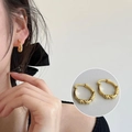 Elegant gold twisted rope hoop earrings with faux pearls for women in a stylish design - Gold Twist Hoop
