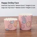Pink muffin paper cups with cartoon smiles, 50-piece set in small and large sizes - Pink Smiley Face