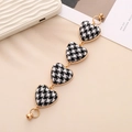 Golden heart bracelet with houndstooth fabric inserts and magnetic closure for phones - Heart / K752 Heart Black White Houndstooth