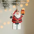 Retro Weihnachtsmann-Anhänger aus Harz auf Geschenkbox mit Kordel, 7x6cm Baumschmuck - Weihnachtsmann Geschenk Anhänger