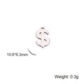 Pendentif signe dollar en acier inoxydable argenté, 10,6x6,3mm pour bijoux DIY - Signe Dollar ($) / Couleur Acier