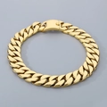 Polished gold-plated 31mm chunky Cuban link bracelet with secure folding clasp - 40CM / Gold