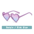 Sparkly purple heart-shaped kids sunglasses with pink-blue gradient lenses - Jelly Purple