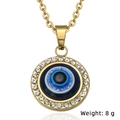 Collier avec pendentif œil maléfique en acier inoxydable plaqué or 18 carats 8g - Pendentif Doré Uniquement