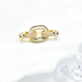 Connettore ovale in rame placcato oro 18k con zirconi baguette per gioielli fai da te - Oro
