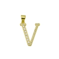 Détail d'un pendentif en forme de V plaqué or 18 carats orné de zircons brillants - Lettre V (Pendentif uniquement)