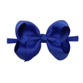 Blue ribbed nylon headband with a full bow design for cute babies and children - Blue