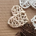 Handmade heart-shaped rattan ornaments in white and dark coffee for home decor - 6cm / Natural