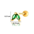 Golden double-leaf piercing stud featuring two marquise-cut green cubic zirconia stones - Gold Green