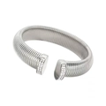 Silver twisted cable open bangle bracelet with sparkling pave-set crystal ends - 16mm Silver Open Bangle