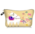Detail of cartoon llama print and I LOVE YOU Alot text on yellow cosmetic bag - Beige Boho Style Alpaca