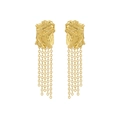 Orecchini a nappa quadrati dorati irregolari con texture geometrica e base d'argento - Argento 925 / Oro