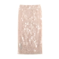 Gonna midi in tulle champagne con paillettes scintillanti su sfondo bianco - XS / Rosa Loto