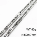 Zilveren cubaanse schakelketting voor heren in 500x7mm met gepolijste vierkante sluiting - 7mm*500mm / Zilver