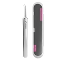 Precision stainless steel curved tip cell tweezers for blackhead removal with storage case - S5 Slanted Tweezer + Case