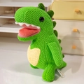 Dinosauro di peluche all'uncinetto verde con trama a maglia fatta a mano e pinne - 30cm Dinosauro