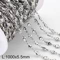 DIY stainless steel heart-shaped chain link in silver finish 5.5mm width for jewelry making - Silver 5.5mm Heart Link Chain (KLJ8666-Z)