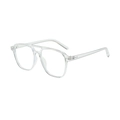 Retro pilot sunglasses with double bridge and transparent frame for a stylish look - Plain Lens / Transparent Frame Anti-Blue Light