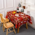 Nappe de Noël en polyester avec motifs festifs de sapins et de cœurs sur une table à manger - Blocs d'Arbres Blancs (Style 6)