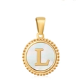 18K gold plated necklace featuring a white shell pendant with a golden letter L - Letter L
