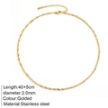 Minimalist 18K gold plated stainless steel twisted box chain necklace for women - 2mm Water Wave Chain / Gold