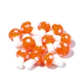 Cuentas de setas de vidrio naranja con puntos rosas y tallo blanco para bisutería DIY - 16*12*2mm / Naranja Oscuro