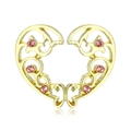 Clip para pezón en forma de corazón dorado sin perforación con seis piedras rosas - Dorado