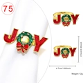 Detail view of JOY Christmas napkin ring with holly wreath design and size dimensions - JOY Style (75)