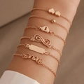 6-teiliges goldenes Bohemian Armband-Set für Damen mit Herz und Unendlichkeits-Motiv - Gold LOVE Unendlichkeits-Set (1648)