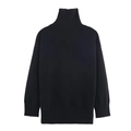Détail d'un pull en maille noir à col roulé montrant les poignets côtelés et le tissu - S / Noir