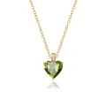 Collana in argento S925 con ciondolo a cuore in zircone verde smeraldo e catena oro - Agosto - Cuore Verde Peridoto