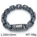 Bracciale da uomo in acciaio al titanio martellato con design a catena industriale - Nero (KB202873-KJX)